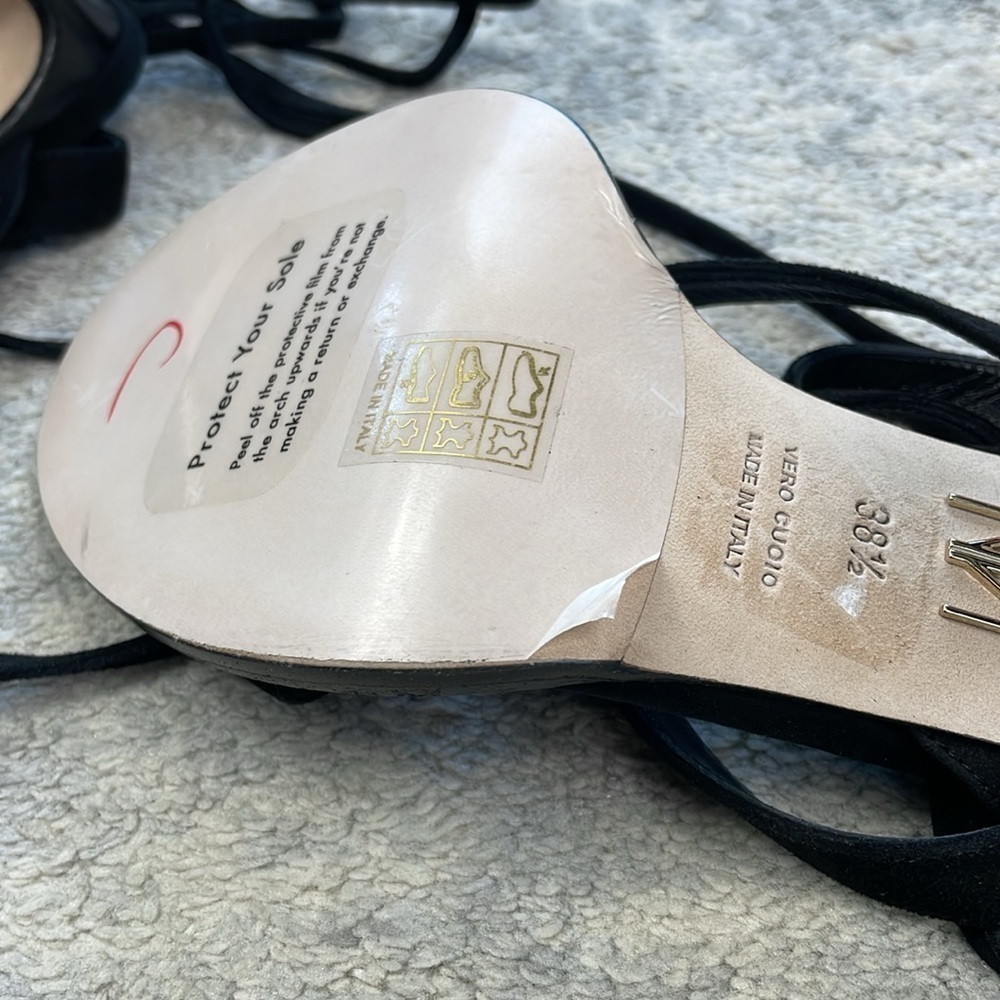 New Tamara Mellon Terra 100 Suede Studded Wrap Around Sandals Heels Black 38.5 - Picture 13 of 13